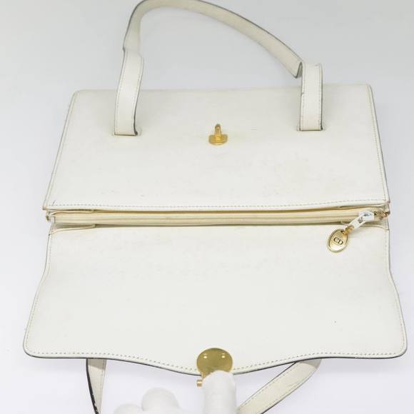 Christian Dior Hand Bag Leather White Gold Auth 93357 - Picture 11 of 16